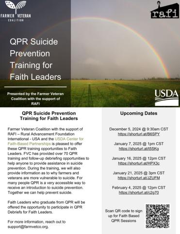 QPR Suicide Prevention Training for Faith Leaders flyer