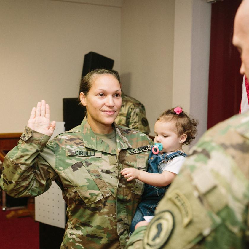 Gloria Cirulli with daughter swearing in